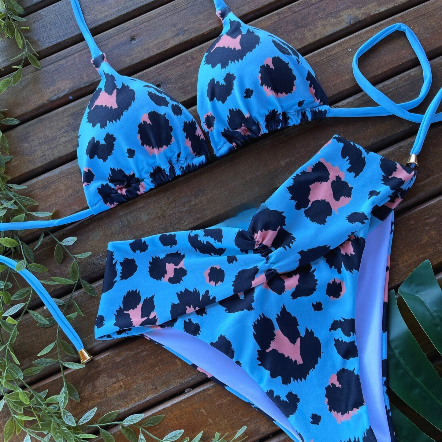 High Rise Hero - Blue Print Bikini Set
