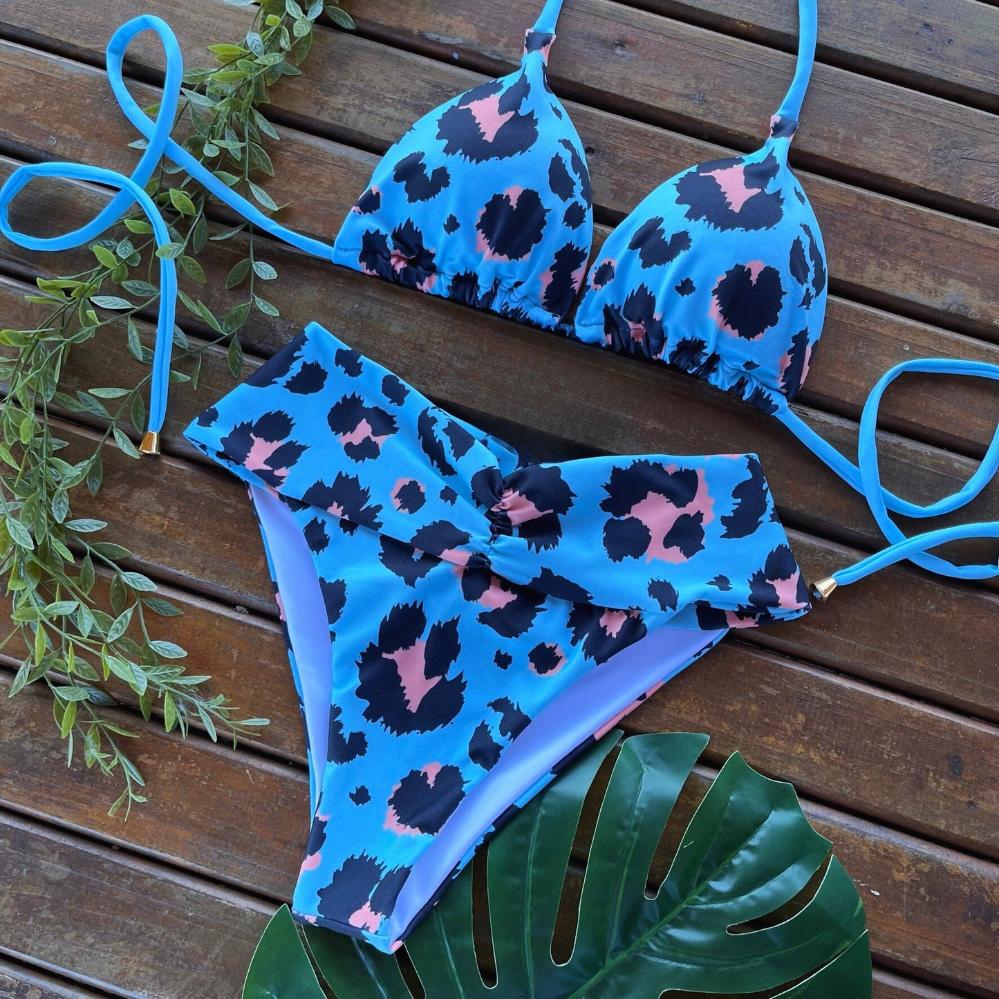 High Rise Hero - Blue Print Bikini Set