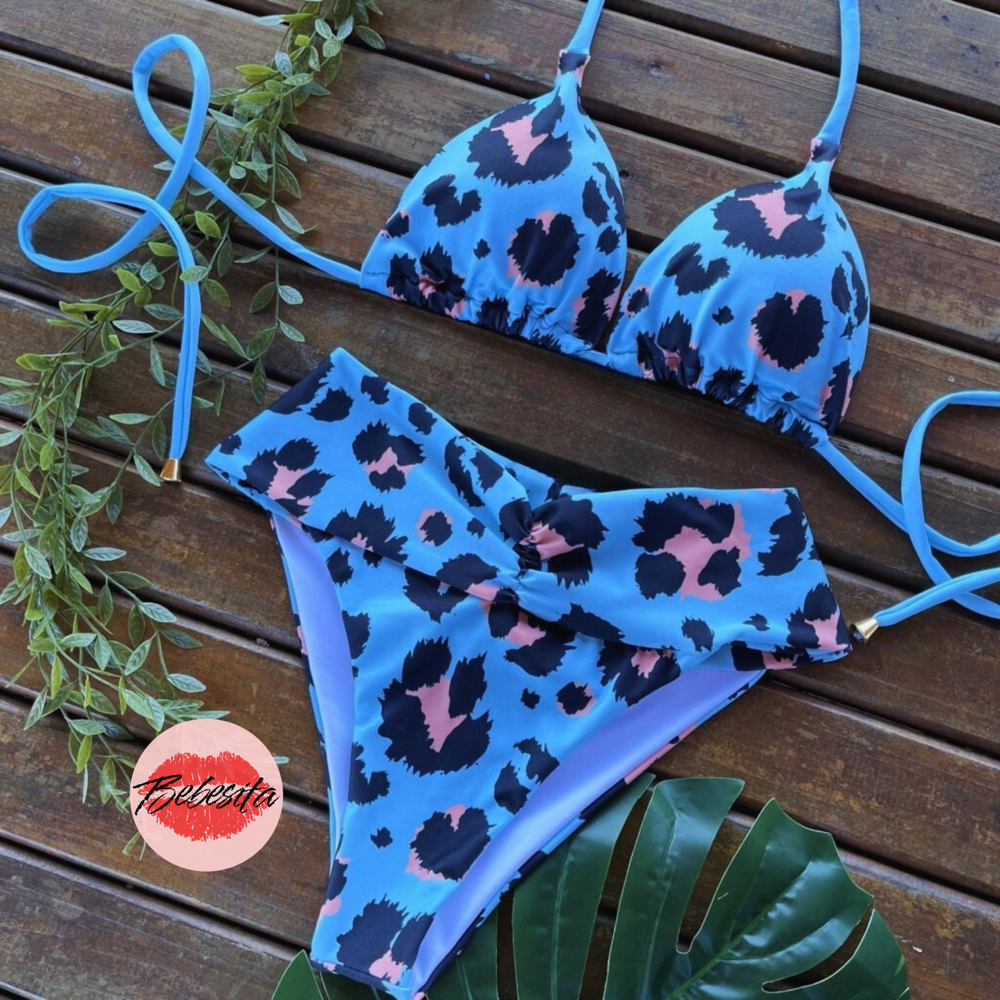 High Rise Hero - Blue Print Bikini Set